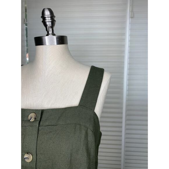 J.Crew olive green linen tank top, sleeveless top with buttons, NWT, size M - Picture 4 of 7